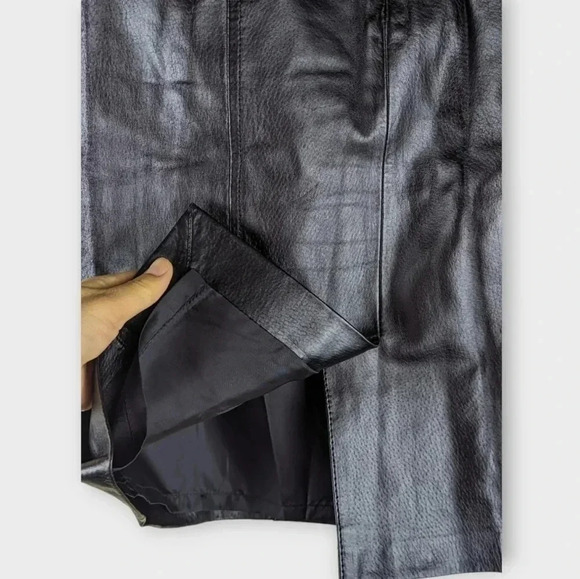 NWT CHADWICKS Women's Genuine Leather Black Pencil Skirt Size 4P - Picture 3 of 8